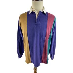 Raintree Country Mens XL Vtg 80s 90s Rugby Colorblock Polo Long Sleeve Shirt